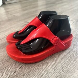 FitFlop Orange Red Super Jelly Thong Sandals Women’s Sz 8